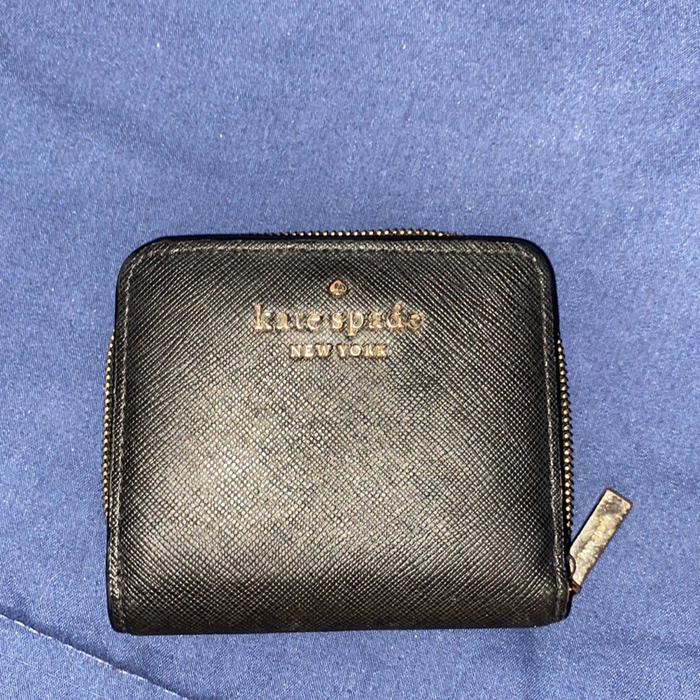 Kate Spade Small Black Saffiano Leather Bi-fold Card Wallet